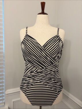 Merona One-Piece Swimsuit | black and white | XL